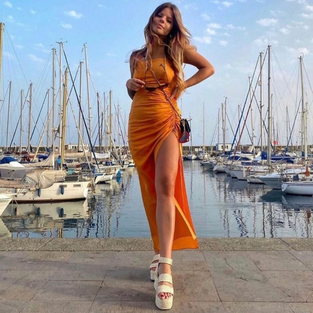 Zara Draped Linen Blend Maxi Slip Dress Blogger Fav